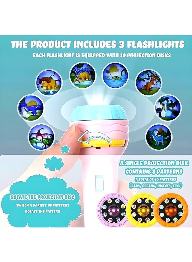 كشاف عرض القصص للأطفال 2 في 1 بروجكتور ويدوي، مصباح عرض صور تعليمية للأطفال مع 3 أقراص و24 صورة مختلفة، كشاف ليلي مع جهاز عرض شرائح للحيوانات والقصص، لعبة تعليمية لتنمية الخيال والتفكير الإبداعي، مصباح إسقاط قبل النوم للأطفال والرضع، كشاف ضوئي LED آمن للأطفال مع بطاقات عرض، لعبة تعليم مبكر للرضع والأطفال الصغار، هدية مثالية للأطفال للبنات والأولاد، كشاف محمول لغرفة الأطفال والرحلات الليلية، جهاز عرض صور يحول غرفة الطفل إلى مسرح قصصي تفاعلي - Image 5